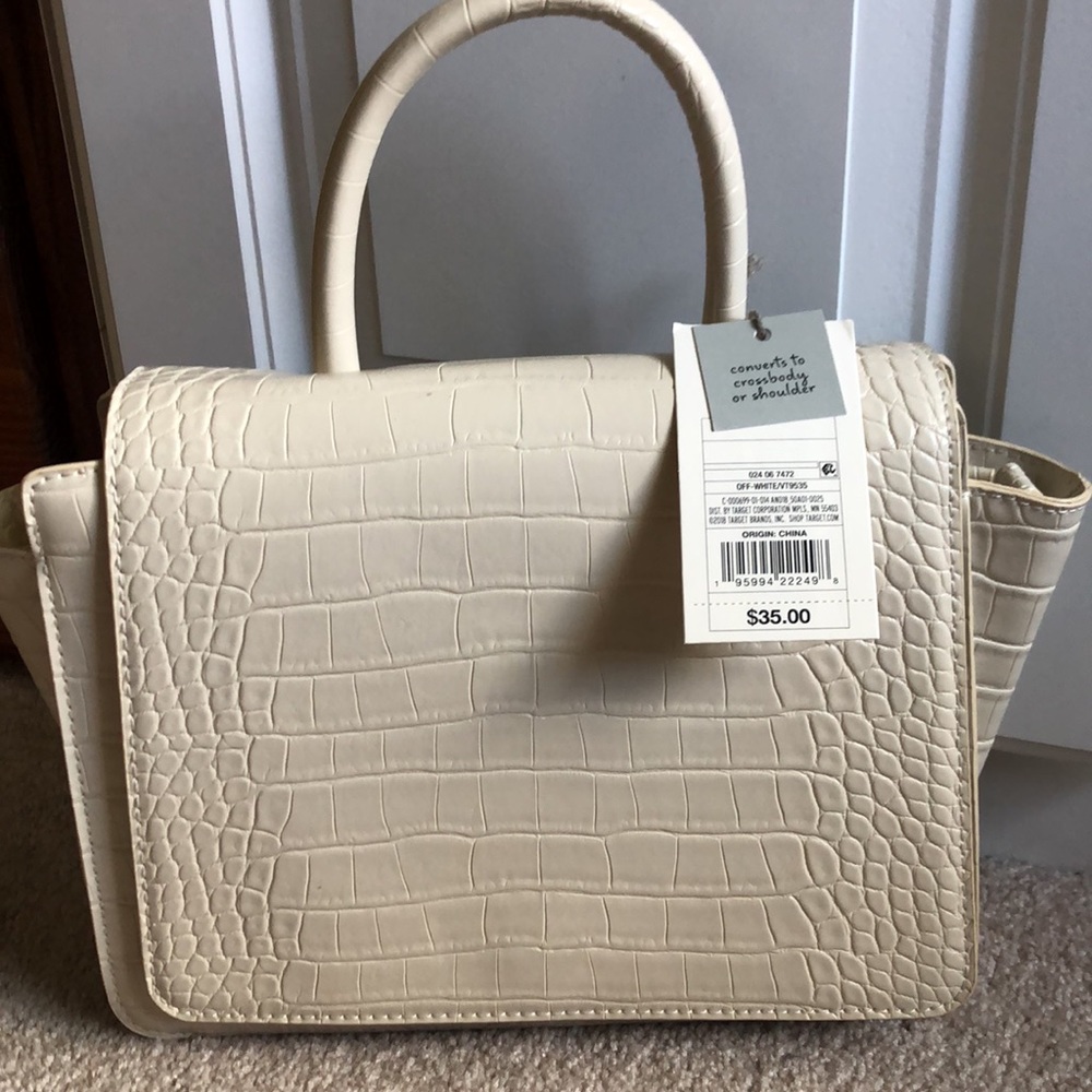 Convertible Bone Croc Handbag